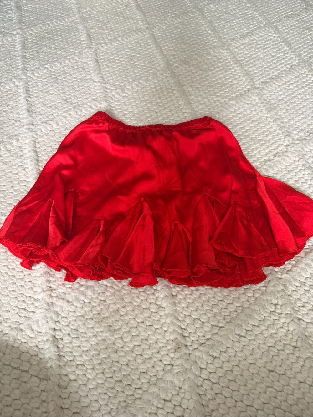 Umgee Red Ruffle Mini Skirt with Drawstring Waist - Picture 4 of 4